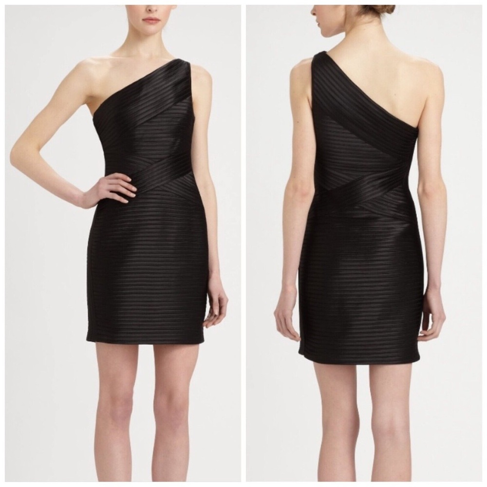 BCBGMaxAzria Mamie Black One Shoulder Sexy Bandage Dress Size 08